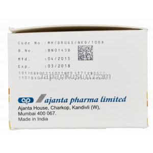 バリフ 20, レビトラジェネリック,バルデナフィル 20mg 箱 製造元情報